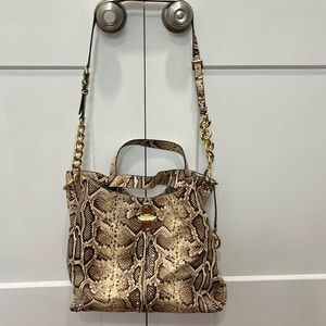 Michael Kors Snake-Print Shoulder Tote with Gold Hardware
